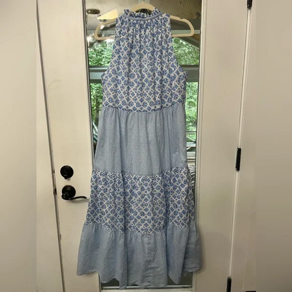 💙👗VINEYARD VINES👗💙 DIAMOND TIERED MIDI DRESS IN DIAMOND MARSHMALLOW SIZE M - Picture 4 of 5
